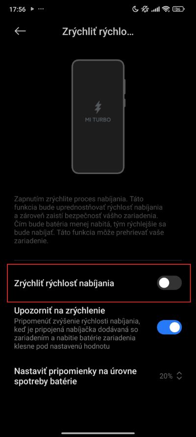 vypnutie superrychleho nabijania telefonu