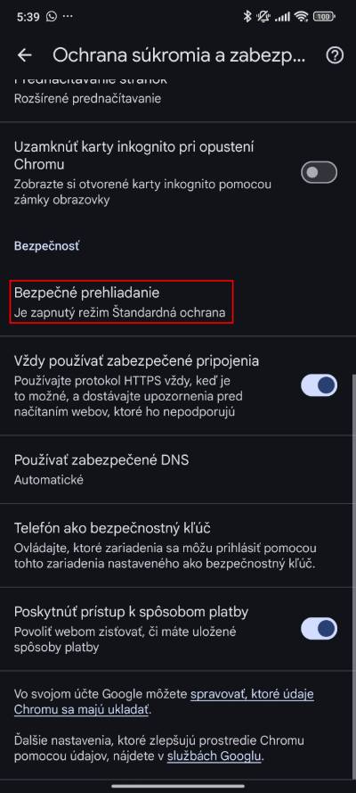 ako zapnut rozsirenu ochranu prehliadaca chrome pre donline hrozbami_2