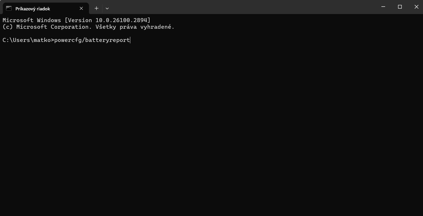 CMD prikaz report baterie notebooku powercfgbatteryreport