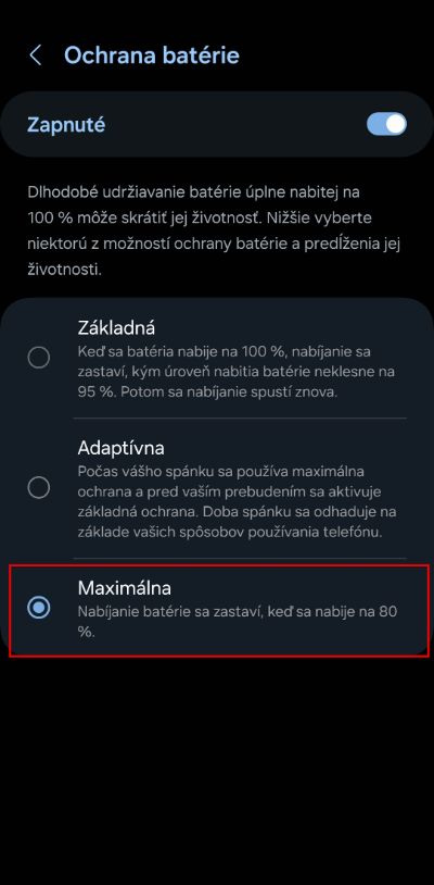 nabijanie baterie obmedzenie na 80 percent