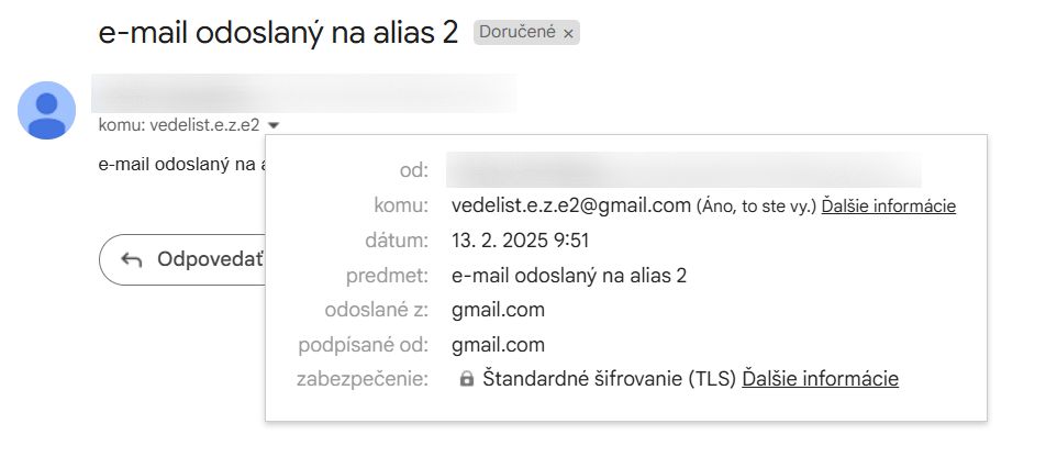 email odoslany na alias trik s bodkou