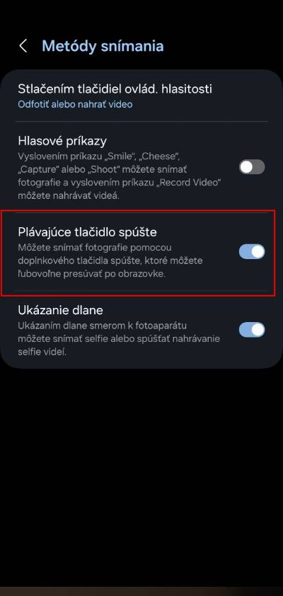 Samsung plavajuce tlacidlo spuste