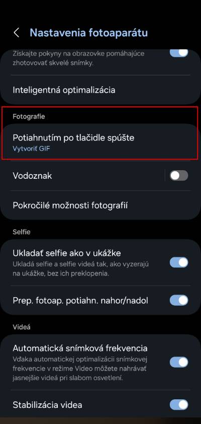 vytvorenie gifu samsung kamera